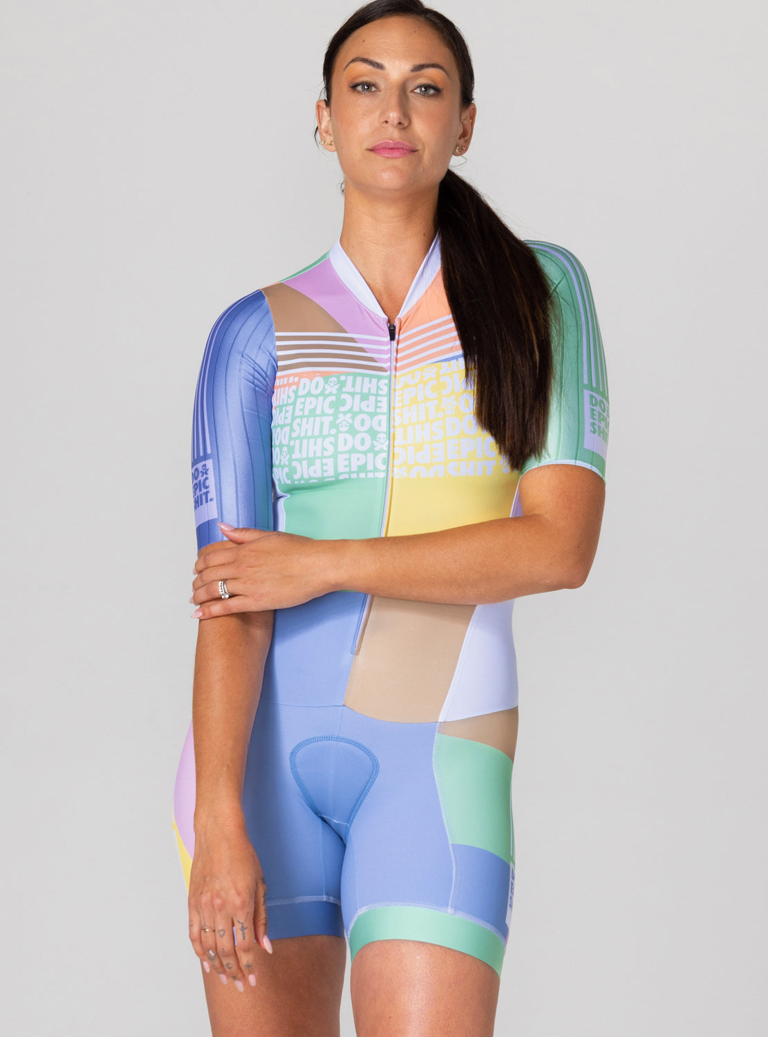 betty designs do epic shit womens short sleeved tri suit skinsuit