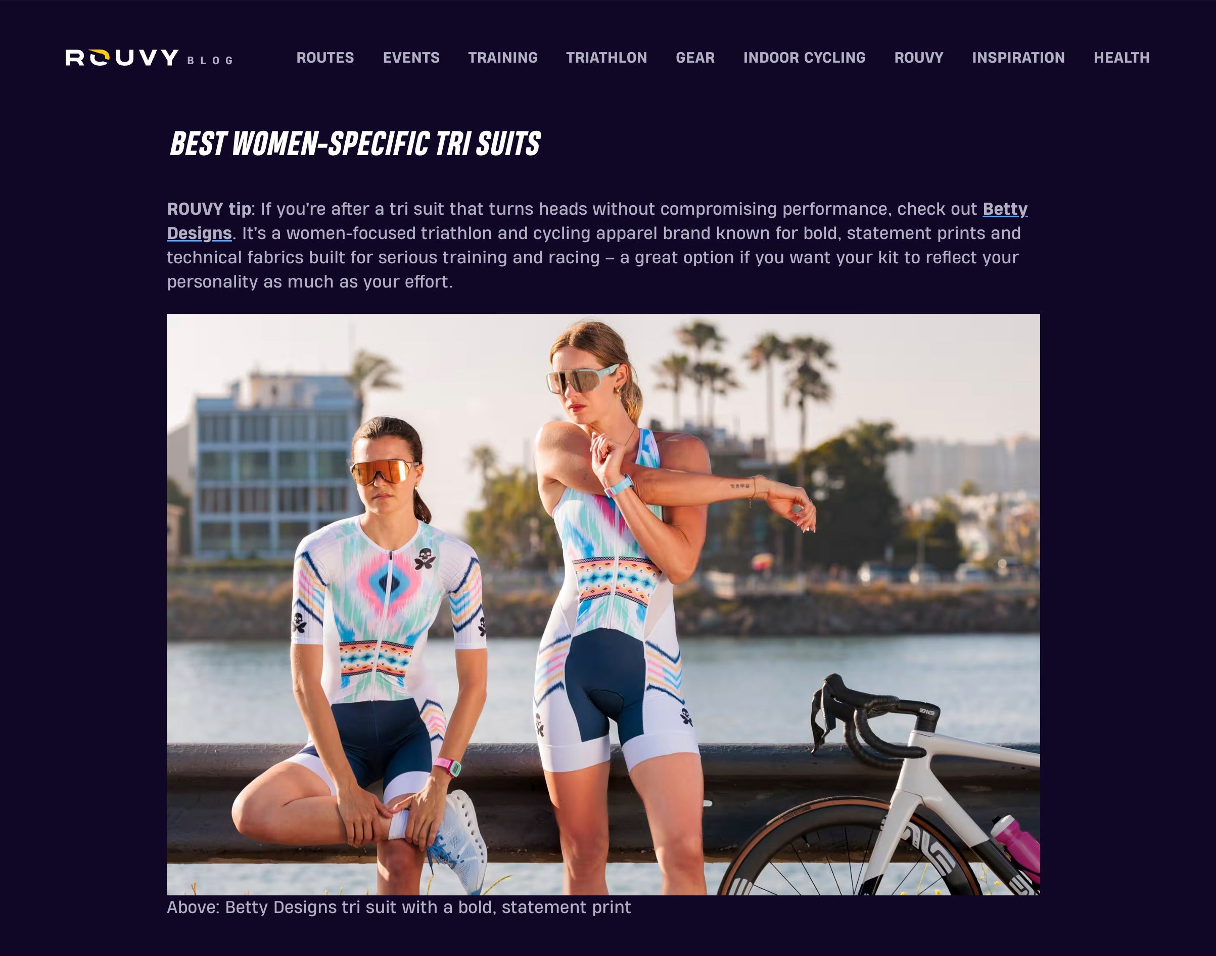 BETTY DESIGNS FEATURED AS BEST WOMENS-SPECIFIC TRI SUIT BY ROUVY