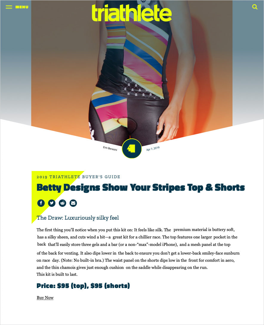 SHOW YOUR STRIPES FEATURED IN TRIATHLETE MAGAZINE'S ANNUAL BUYER'S GUIDE