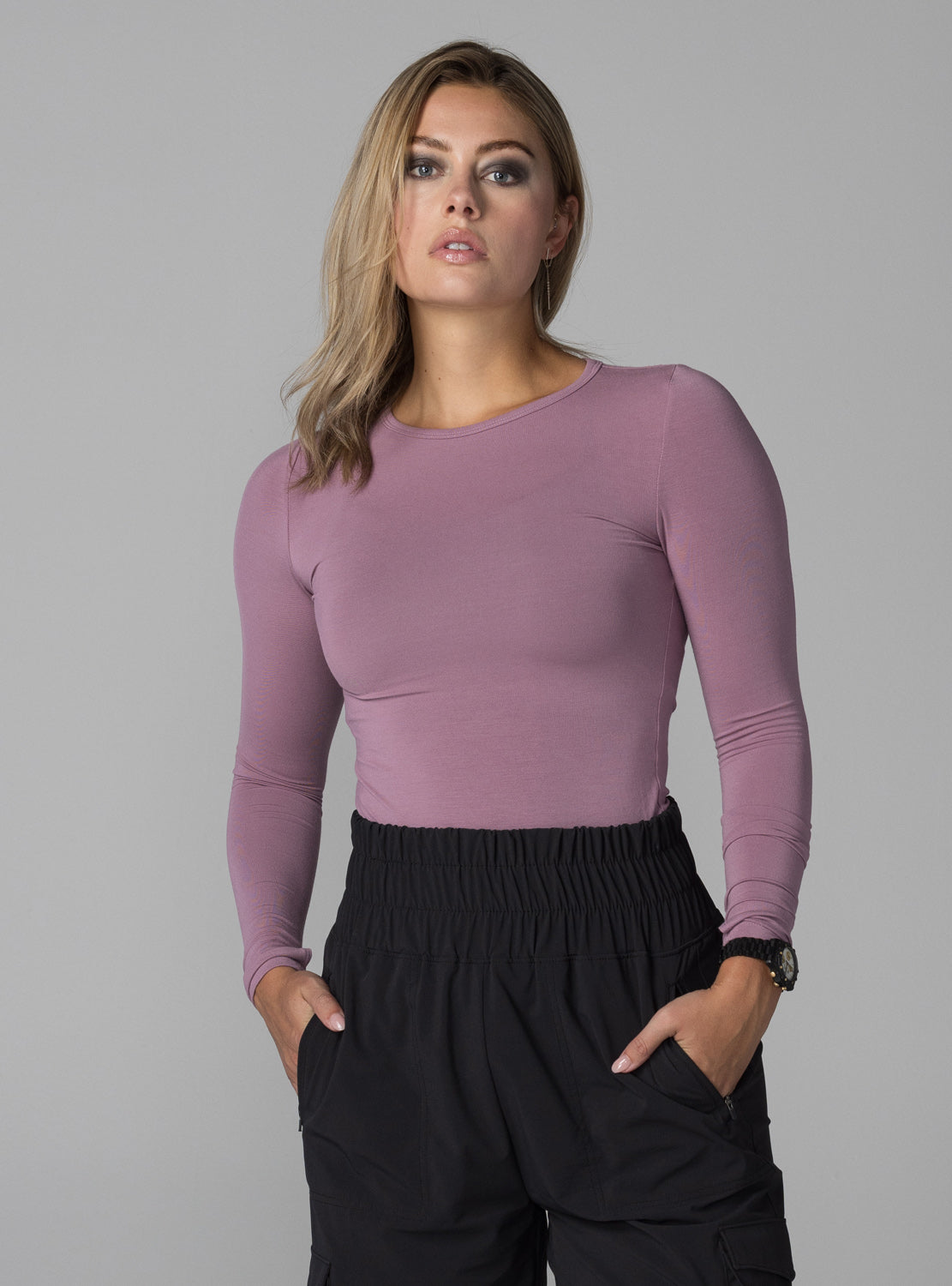 betty designs womens BDlab Long Sleeve Crew Lilac – Betty Designs