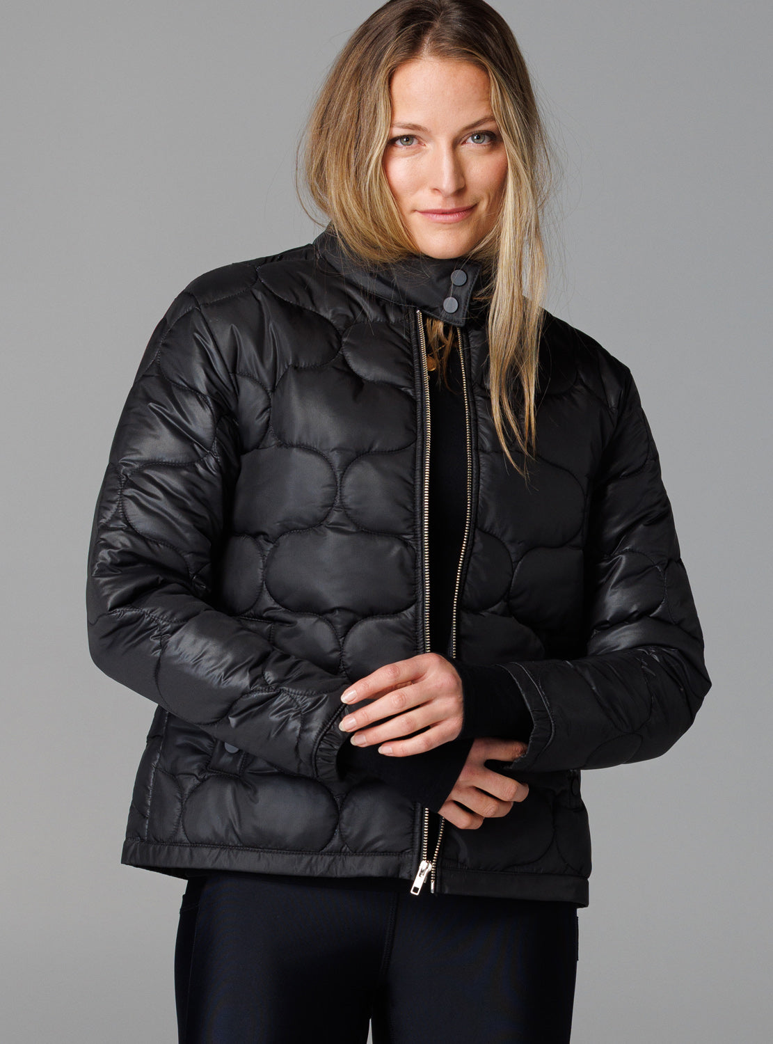betty designs bdlab sportswear for women quilted bomber jacket