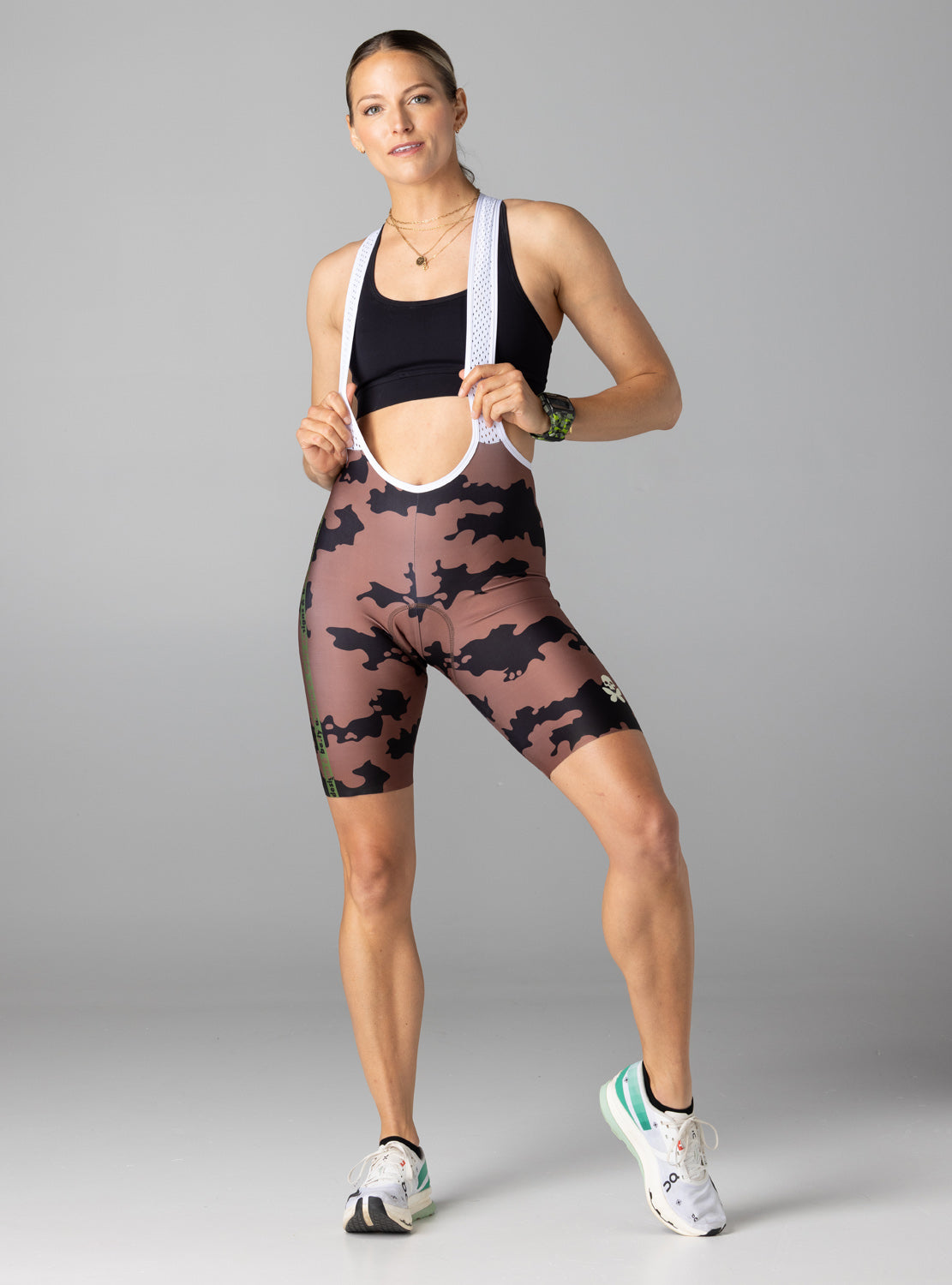 betty designs camo cycling bib short for women