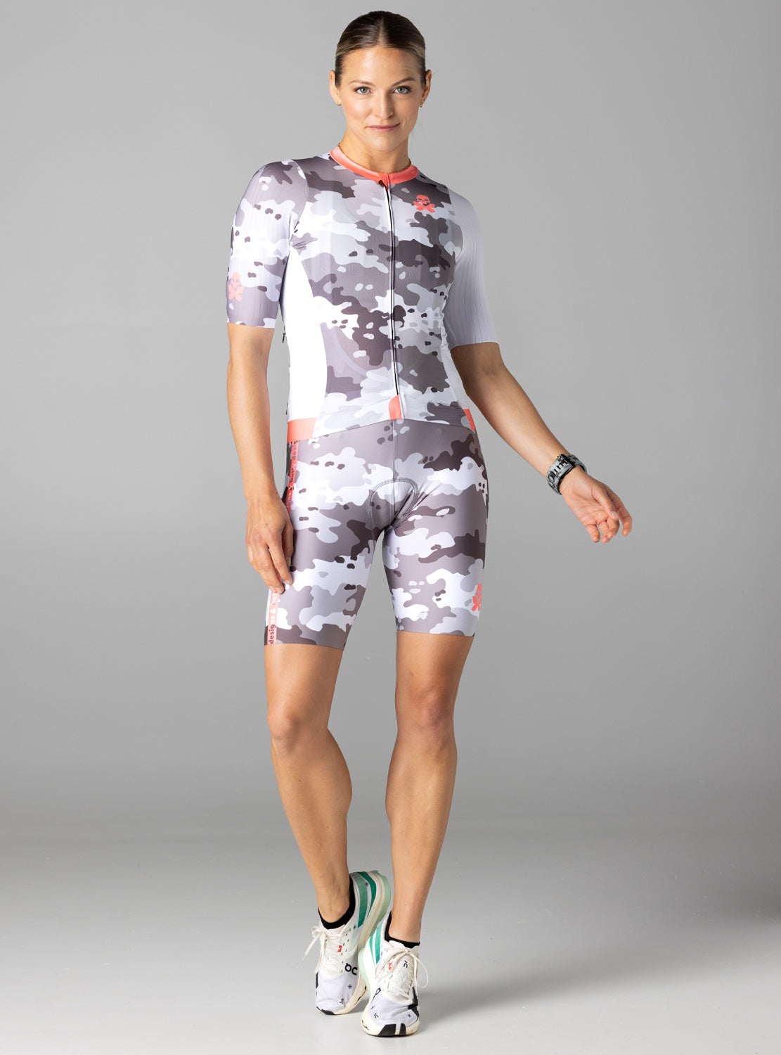 betty designs camo cycling jersey and bib short for women