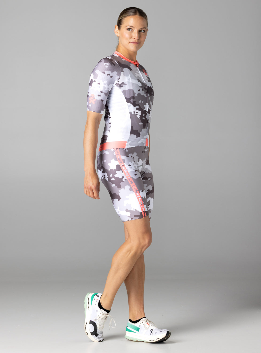 betty designs camo cycling jersey and bib short for women