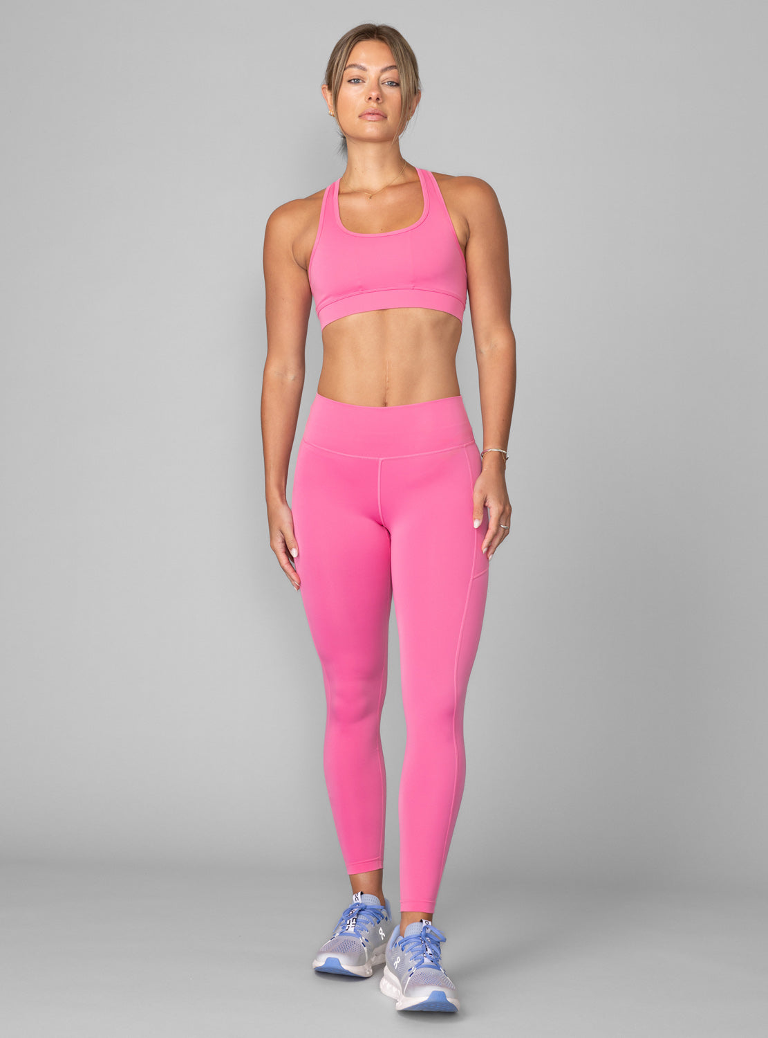 betty designs core run pink sports bra for women