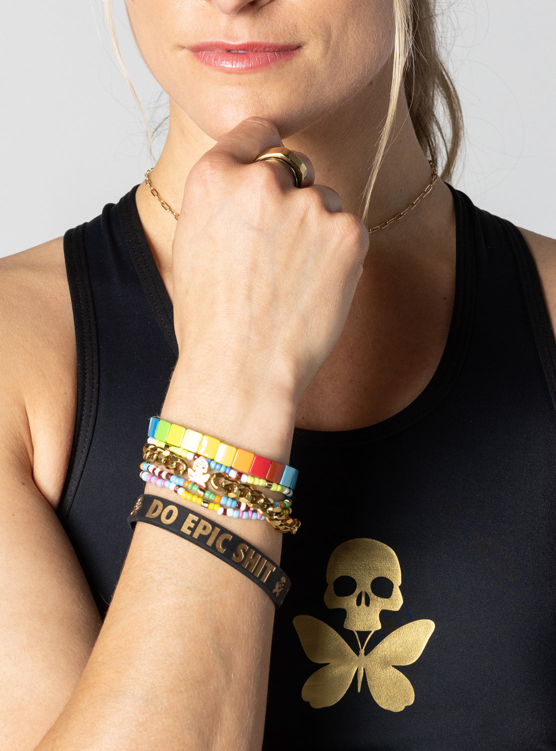 betty designs cuban bracelet skull butterfly charm
