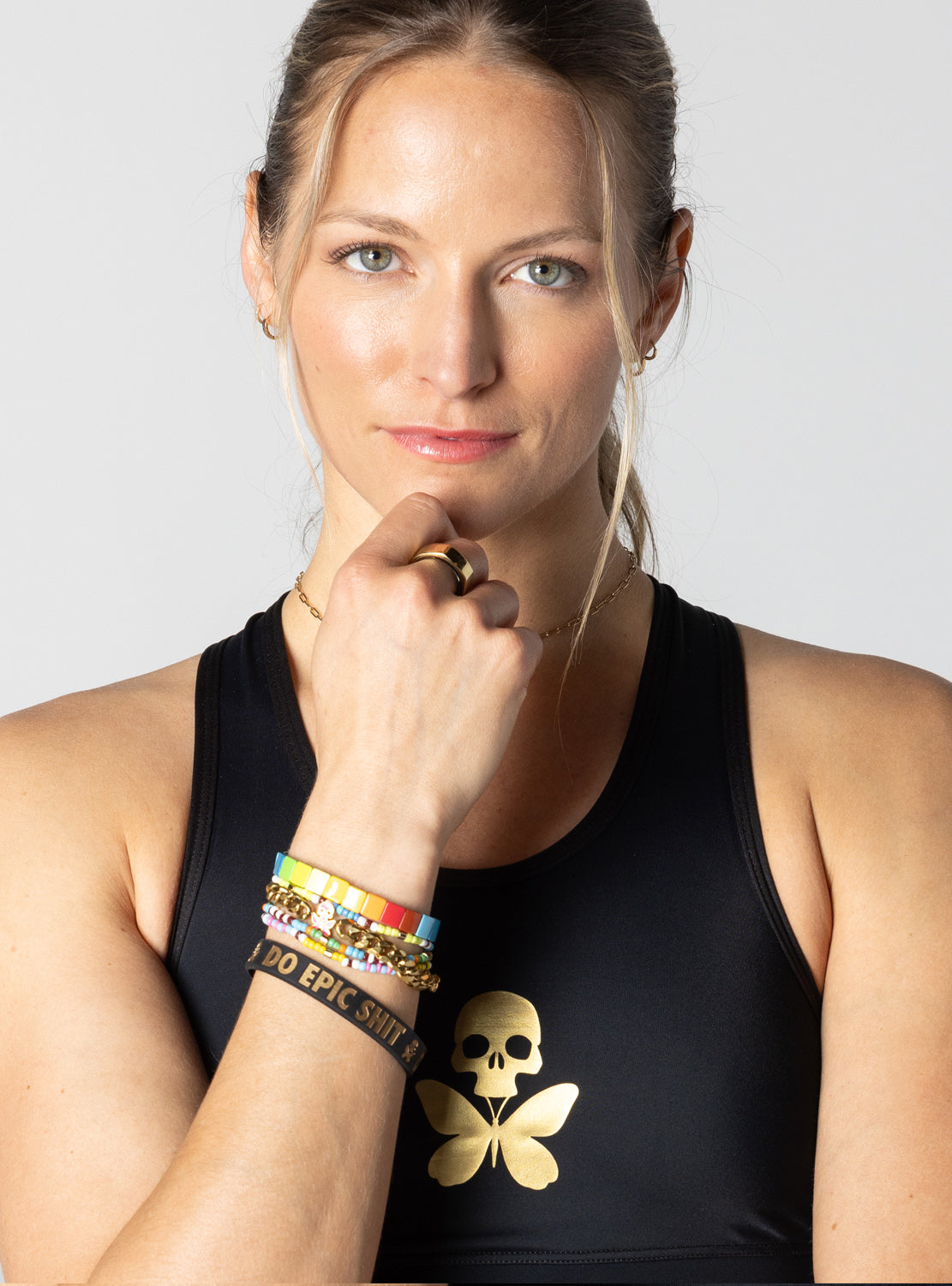 betty designs cuban bracelet skull butterfly charm