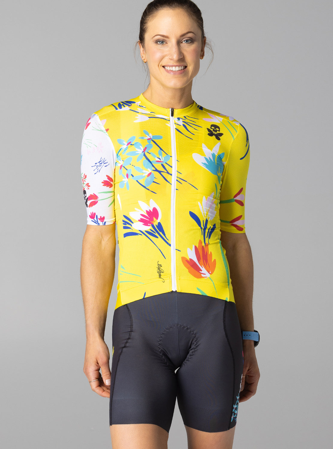 betty designs floraltopia cycling jersey and cycling bib short for women