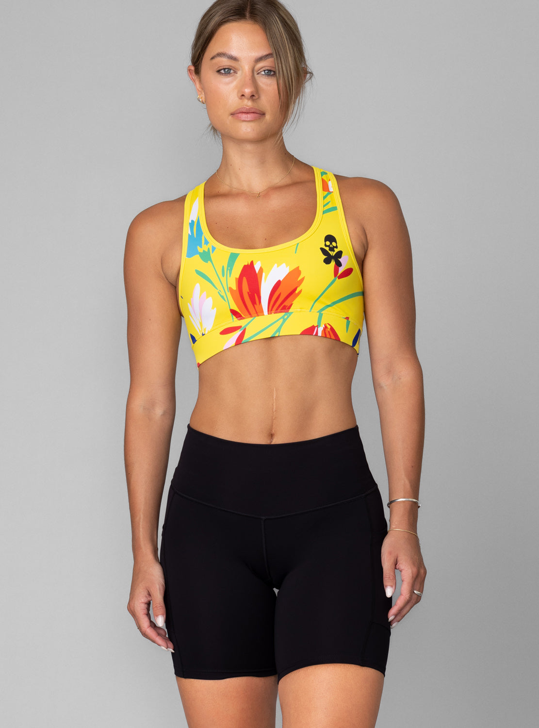 betty designs floraltopia sports bra for women