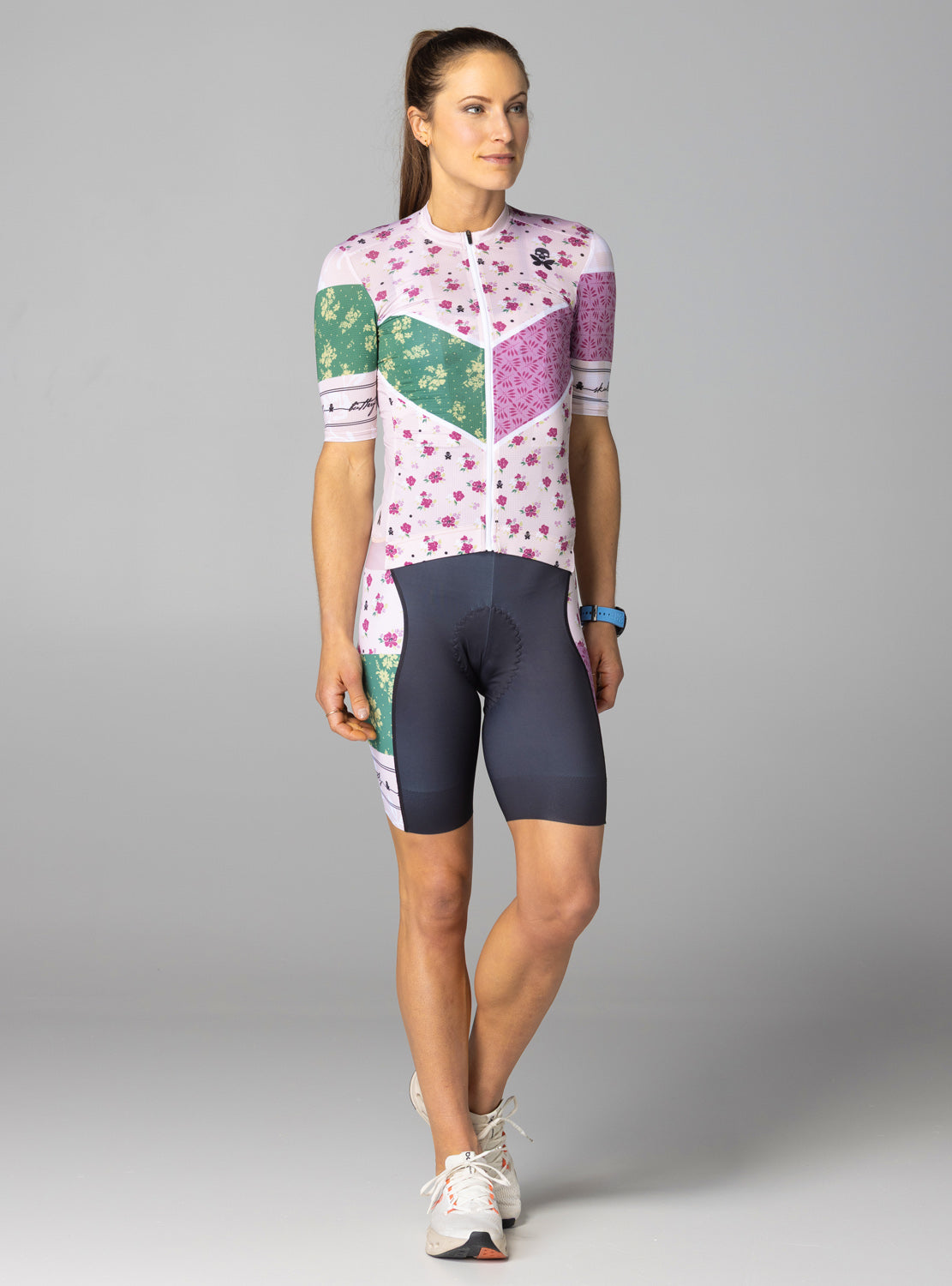 betty designs garden party cycling jersey for women