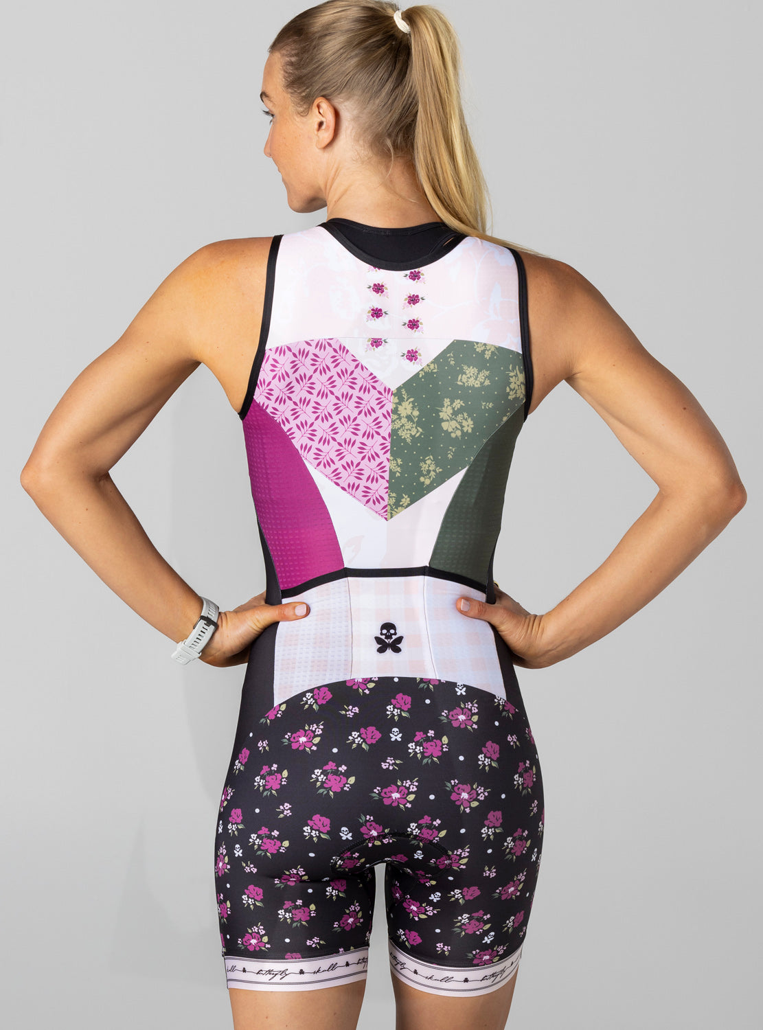 betty designs garden party sleeveless triathlon race suit for women