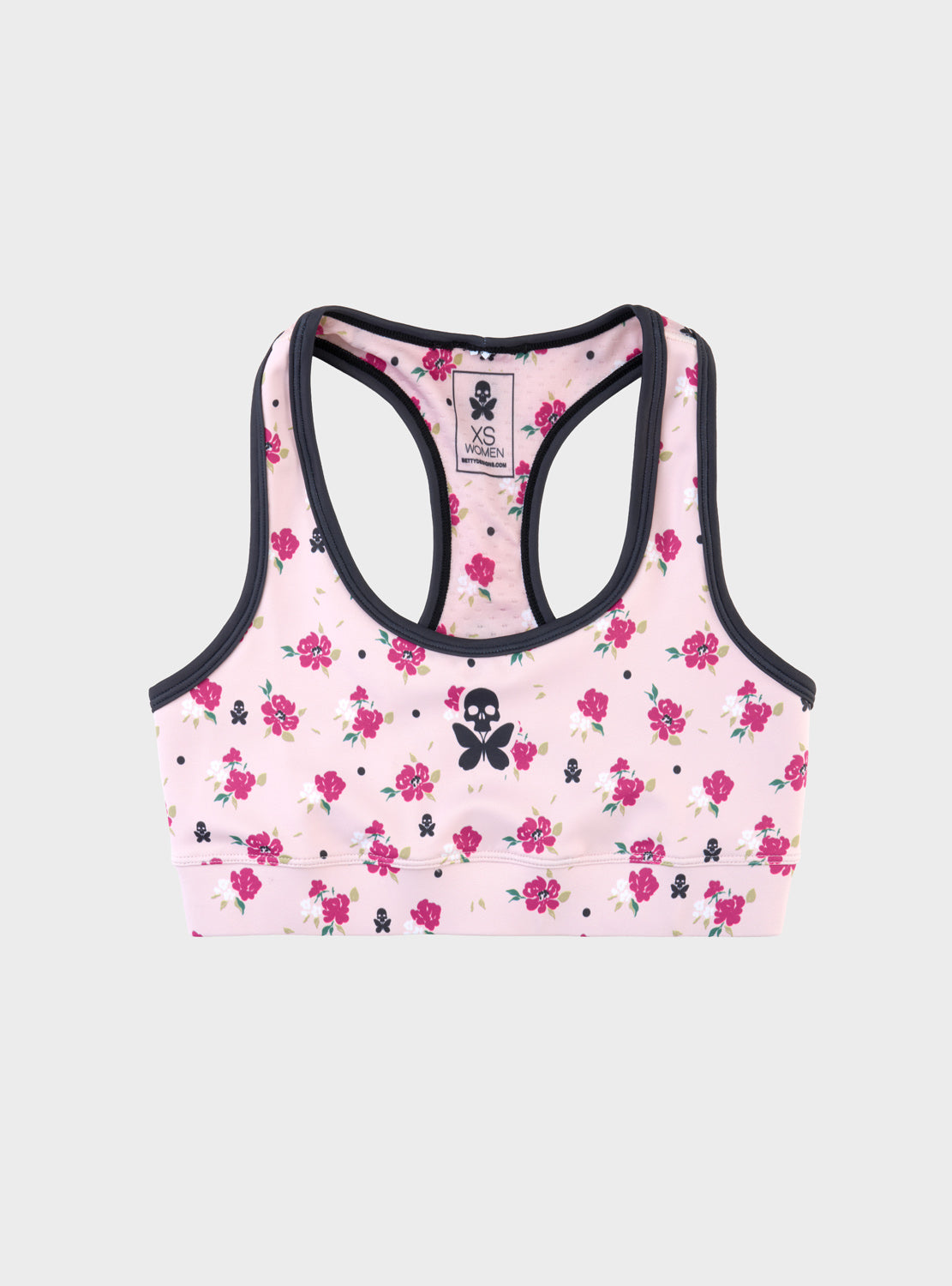 betty designs garden party floral print sports bra for women