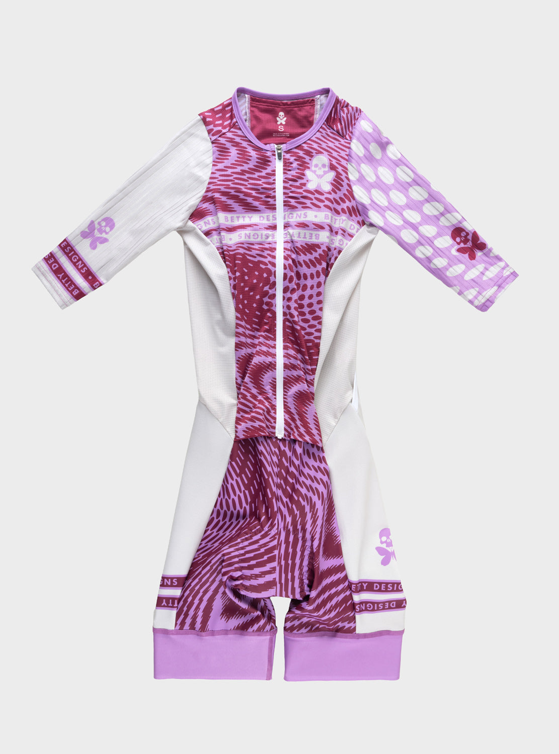 betty designs hypnotic short sleeve triathlon race suit for women