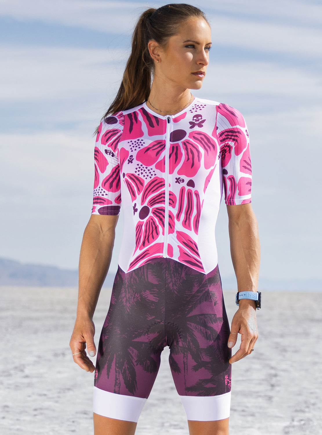 betty designs kona short sleeve triathlon race suit for women