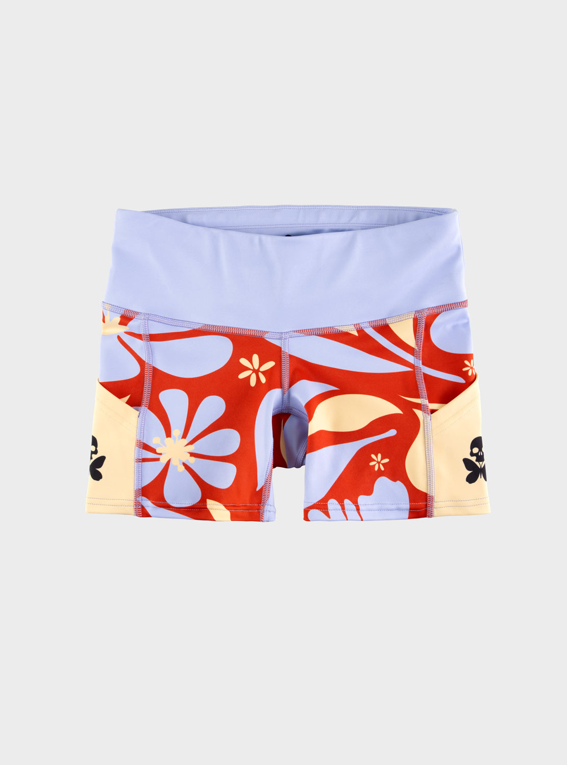betty designs kona26 women's 4 inch run short with pockets in tropical print