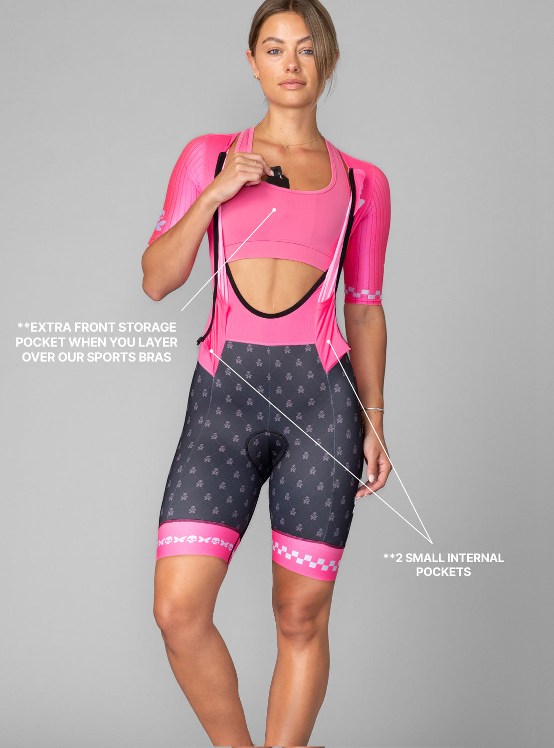 betty designs womens Pink Betty Pro Short Sleeve Tri Race Suit