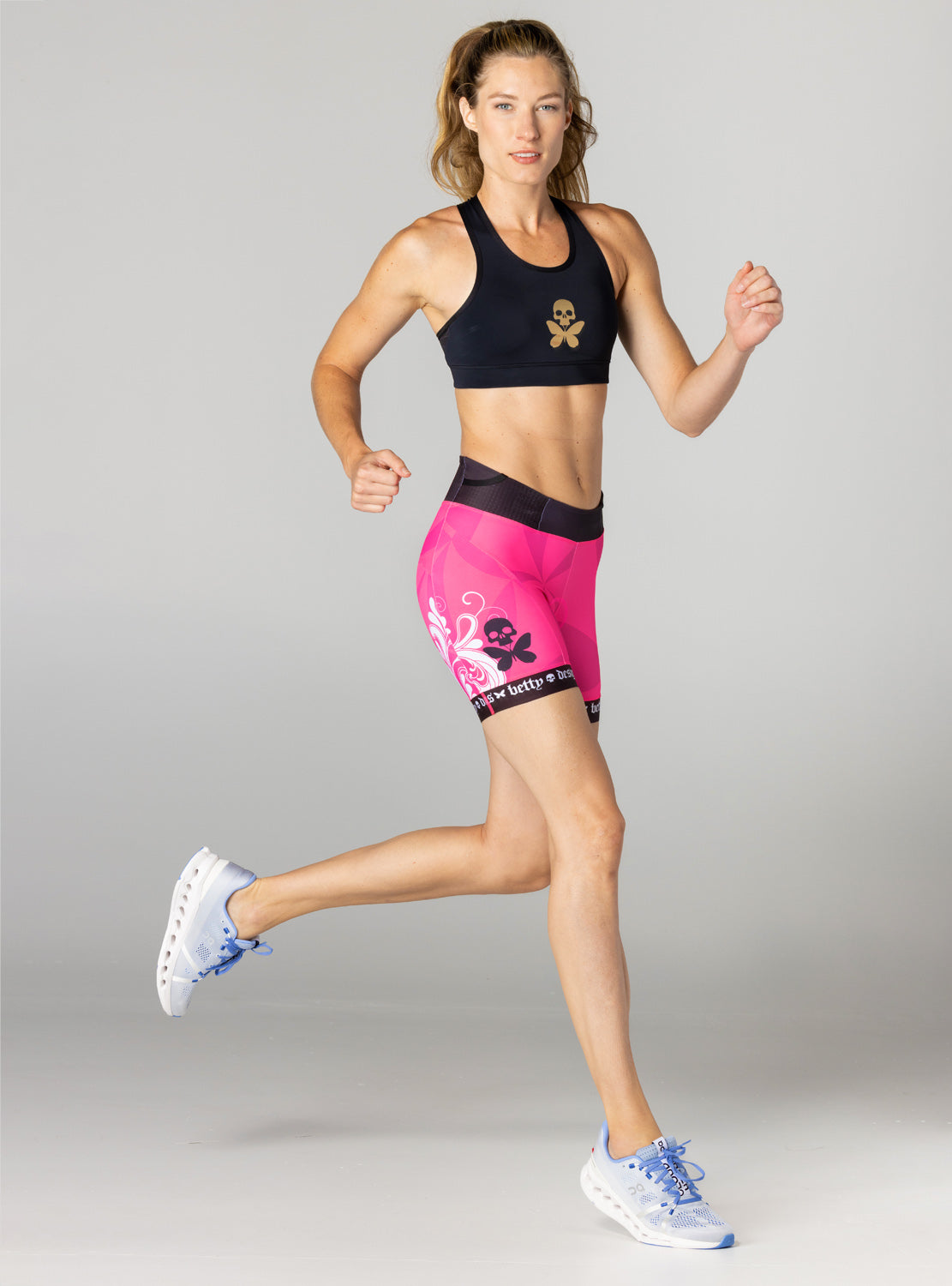 betty designs pink signature triathlon short for women