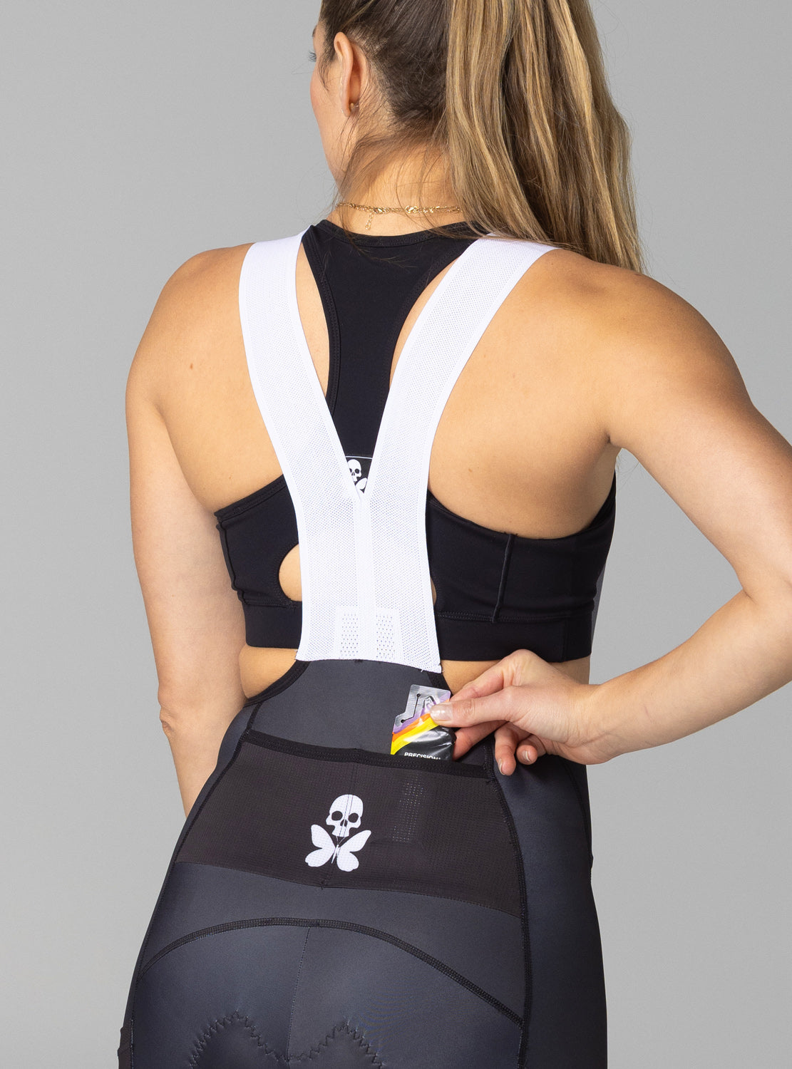 betty designs black cycling bib short with pockets for women