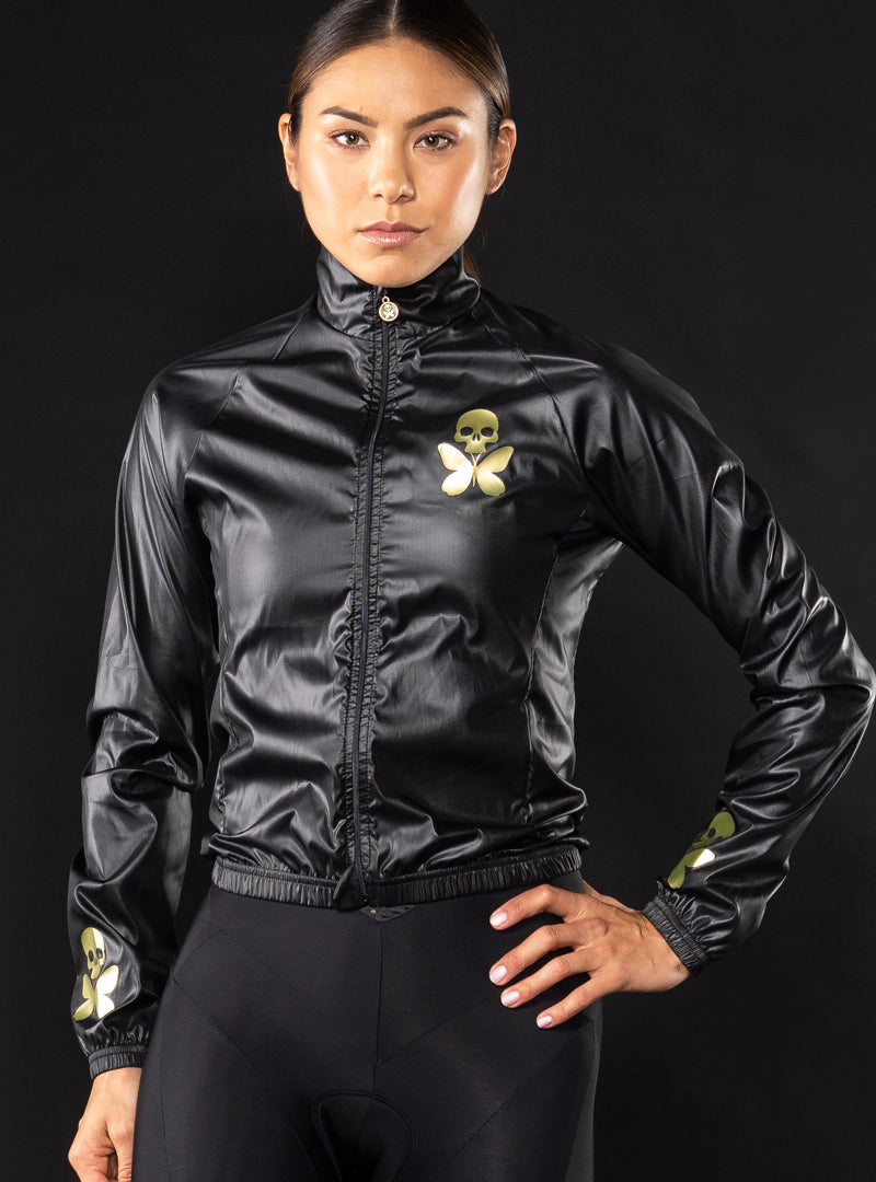 betty designs luxe black run cycling jacket for women