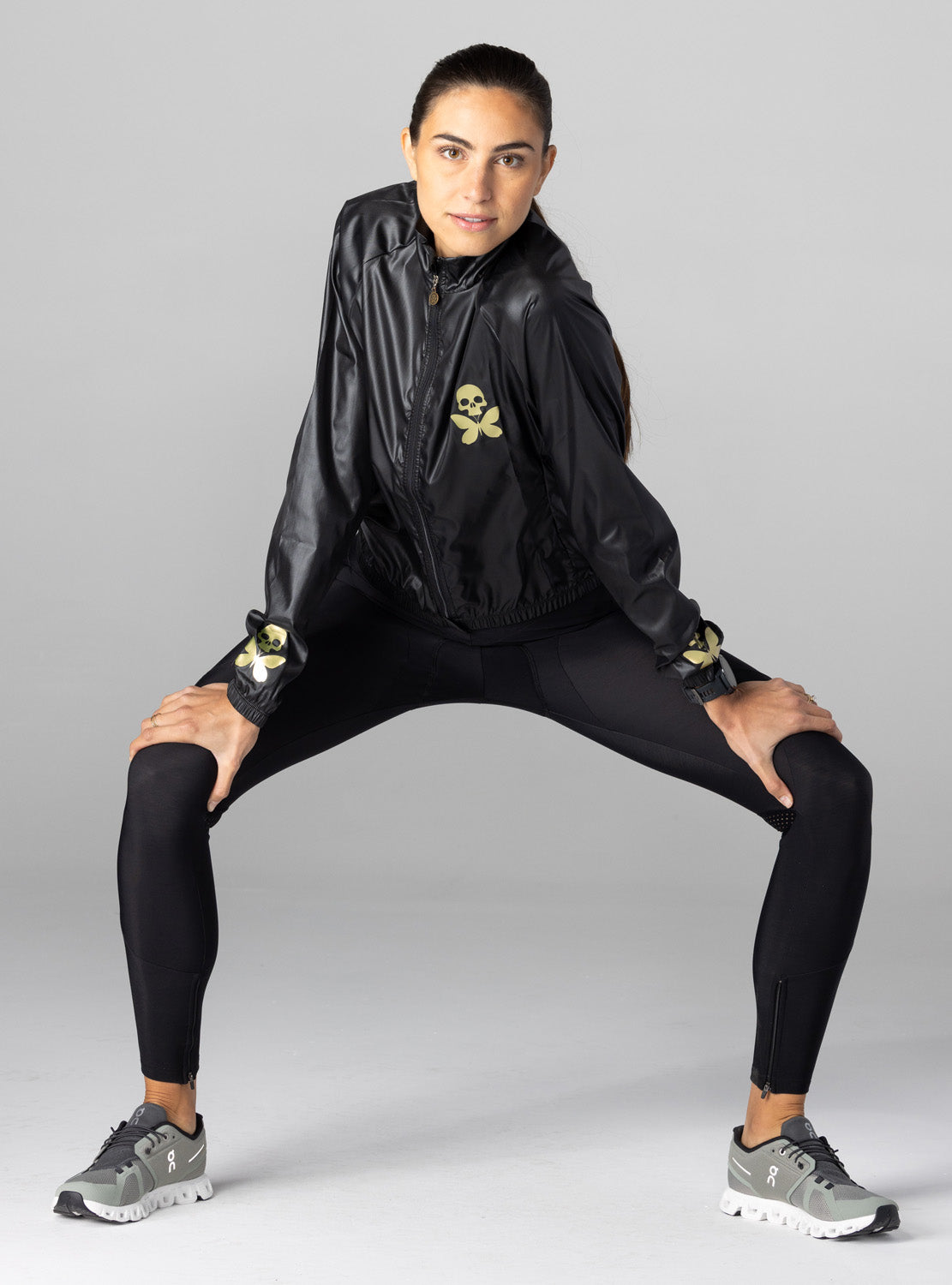 betty designs luxe black run cycling jacket for women