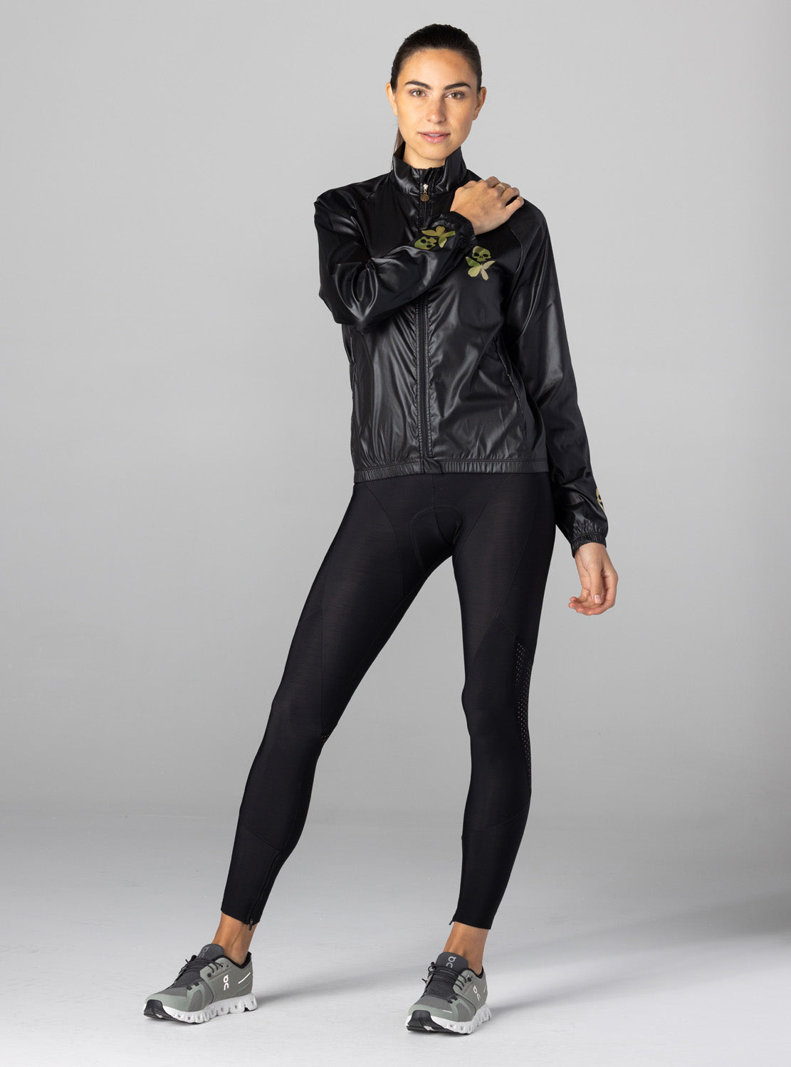 betty designs luxe black run cycling jacket for women